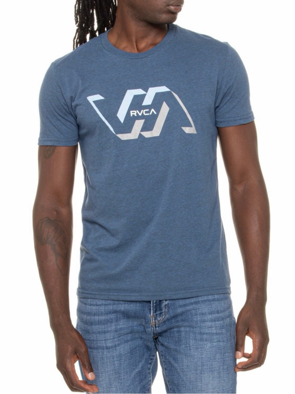 RVCA Memory Graphic Print T-Shirt Short Sleeve Indigo Black Heather Size XL NWT